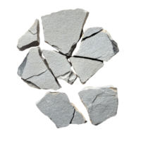 Broken stone pieces on a transparent background showcasing unique textures and shades of natural rock, Broken stone on a transparent background. Stone transparent background png