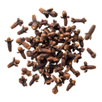 Dry cloves arranged on a transparent background showcasing their unique shape and rich color, Dry cloves on transparent background png