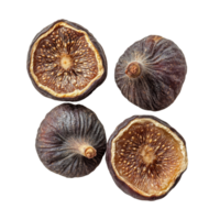 Dried figs arranged neatly on a transparent background highlighting their texture and natural sweetness, dried fig top view on transparent background png