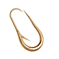 Isolated fishing hook showcasing sharp design on a clean transparent background ideal for fishing enthusiasts and tackle shops, fishing hook isolated on a transparent background png