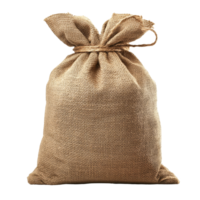Burlap sack isolated on a transparent background showcasing its textured fabric and tied closure for various uses, Burlap Sack Isolated on transparent background png