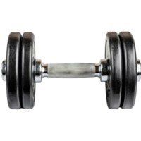 Heavy dumbbell isolated on a clean transparent background showcasing strength training equipment for fitness enthusiasts, dumbbell isolated on transparent background png