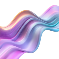 A vibrant holographic gradient wave flows gracefully on a clean transparent background, showcasing dynamic colors, Holographic Gradient 3D Wave on transparent background png