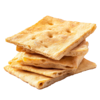 Crispy bread stacked on a transparent background showcasing its texture and color in natural light, Crispy Bread on transparent background png