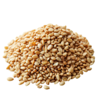 A closeup of a heap of sesame seeds isolated on a clean transparent background, showcasing their natural texture and color, sesame isolated on transparent background png