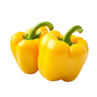 Fresh yellow peppers on a clean transparent background showcasing vibrant colors and natural shape, fresh yellow peppers isolated on transparent background png