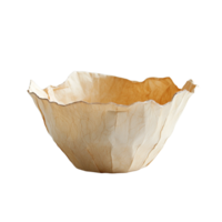 Delicate paper bowl with natural texture placed on a clean transparent background for aesthetic presentation, paper bowl on transparent background png