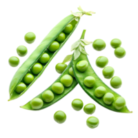 Fresh green peas arranged on a transparent background, showcasing their natural color and texture, Green peas on transparent background png