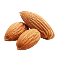 Closeup of raw almonds on a transparent background showcasing their natural texture and shape, Almonds isolated on transparent background png