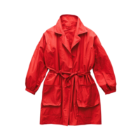 Stylish red smock hanging against a plain transparent background showcasing modern outerwear design and vibrant color, red smock on transparent background png