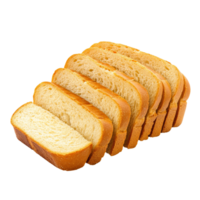 Sliced bread laid out on a transparent background showcasing fresh, soft texture and golden crust in a simple arrangement, Sliced bread isolated png
