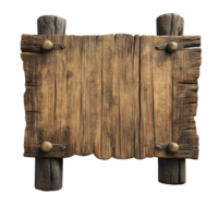 Old rustic wooden sign isolated against a clean transparent background, perfect for adding charm to any project or decor, old wooden sign isolated on transparent background png