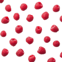 Fresh raspberries scattered on a clean transparent background, showcasing their vibrant color and texture, raspberries on transparent background png