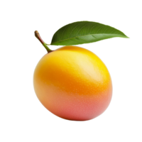 Fresh mango with a green leaf isolated on a clean transparent background showcasing its vibrant colors and natural shine, mango isolated on transparent background png