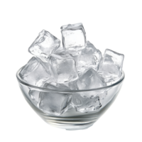 Fresh ice cubes piled in a clear bowl against a clean transparent background for beverage cooling and presentation, ice cubes in the bowl on transparent background png