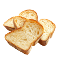 Crispy slices of bread arranged on a transparent surface showcasing a fresh and appetizing appearance, Crispy Bread on transparent background png