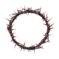 Round crown of thorns isolated on a transparent background symbolizing sacrifice and suffering, Round Crown of thorns isolated on transparent background png