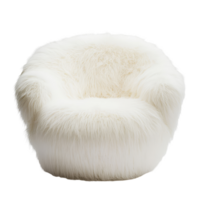 Fluffy transparent chair set against a minimalistic transparent background, showcasing plush texture and inviting comfort, transparent fluffy chair isolated on transparent png