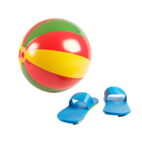 Fun beach ball and colorful flip flops on a clean transparent background perfect for summer vibes, Beach Ball and Flip Flops on transparent background png