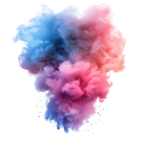 A vibrant display of colorful smoke blast powder billows against a transparent background, creating a stunning visual effect, Colorful Smoke Blast Powder on transparent background png