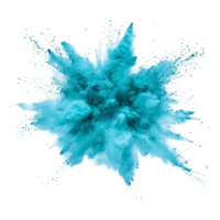 Bright turquoise color powder explosion isolated on transparent background captures dynamic energy and creativity, turkis color powder pulver explosion isolated on transparent background png