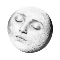 A serene full moon featuring a womans face against a transparent background, capturing tranquility and celestial beauty, Full Moon with Face on transparent background png