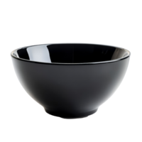 Stylish black bowl resting on a transparent surface, ideal for modern dining and culinary displays, black bowl on transparent background png