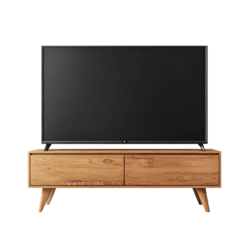 modern tv attrapp med trä- ram, visa upp elegant design och minimalistisk stil, modern TV attrapp med trä- ramar, fil av isolerat objekt med skugga på transparent bakgrund png