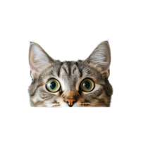 A curious cat peeks over a transparent table against a bright background capturing a moment of feline intrigue, Cat Peeking Over transparent top table transparent background png