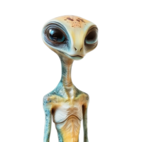 A unique extraterrestrial being with intricate features stands against a transparent background, Beautiful Alien Extraterrestrial Being on transparent background png