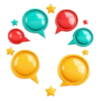 Customer feedback request with colorful speech bubbles on a clean transparent background, Review us on transparent background Customer Feedback Request Bubbles png