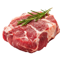 Raw beef cut with fresh rosemary isolated on a transparent background ready for culinary preparation, raw meat isolated transparent background png