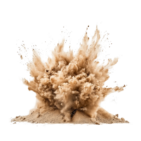Desert sand explosion creating a dynamic cloud on a transparent background, pile desert sand explosion isolated on transparent backgroundfile png