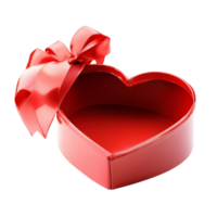 Red heartshaped gift box with a ribbon, perfect for romantic occasions or special celebrations on a transparent background, Red heart shape open gift box isolated on transparent background png