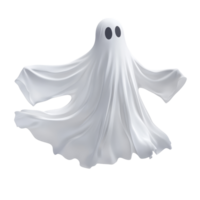 A playful flying ghost in a transparent sheet ready to celebrate Halloween festivities at night, flying halloween ghost in a transparent sheet, file of isolated object on transparent background png