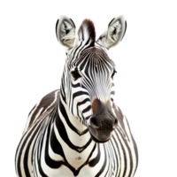 Closeup view of a young zebra in its natural habitat in Africa during daylight hours, Young beautiful close up zebra Africa animal isolate die cut stand on transparent background in zoo png