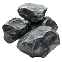 Big black rocks isolated on a transparent background showcasing natural texture and form, big black rocks isolated on transparent background png