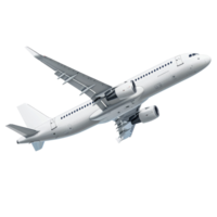 A flying airplane against a clear sky, demonstrating flight dynamics and aviation engineering in action, Flying airplane isolated png