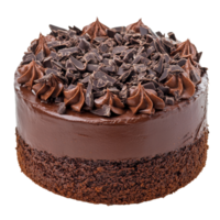 Decadent chocolate mud cake with rich frosting and chocolate shavings on a pure transparent background, chocolate mud cake isolated on transparent background png