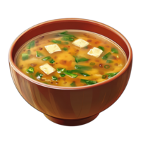 Delicious miso soup served in a traditional bowl against a clean transparent background for a perfect dining experience, Miso soup on bowl transparent background png