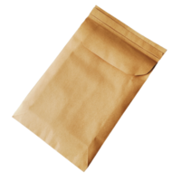 Plain brown paper packet resting on a clean transparent surface, ready for mailing or packaging use, paper packet on a transparent background png