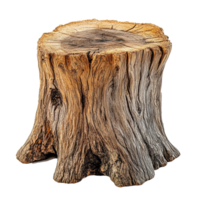 Detailed view of a weathered dead log stump showcasing intricate textures against a plain transparent background, Dead Log Stump on transparent background png
