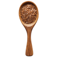 Flax seeds in a wooden spoon on a clean transparent background, perfect for healthy cooking and nutrition, Flax seed in wood spoon on transparent background png
