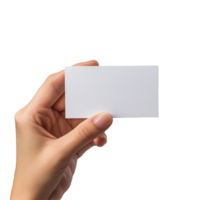 A hand holding a blank business card against a plain transparent background for professional branding ideas, hand holding blank business name card on transparent backgroundfile png