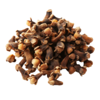 Dry clove spices scattered on a transparent background showcasing their rich texture and distinct color, Dry clove isolated on transparent background png
