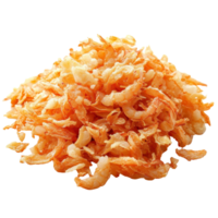 Dried shrimp piled on a transparent background showcasing its natural color and texture, dried shrimp on transparent background png