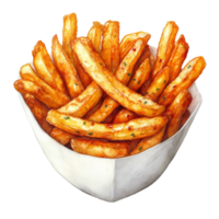 Crispy golden French fries served in a simple transparent container on a clean transparent background, french fried on transparent backgroundfile png