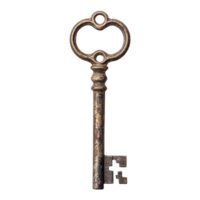 a Antiguidade vintage chave em repouso em uma limpar \ limpo transparente fundo, refletindo uma sentido do história e nostalgia, vintage velho chave em uma transparente fundo png