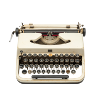 A vintage typewriter resting on a clean transparent background, showcasing its classic design and nostalgic charm, Vintage typewriter on transparent background png