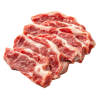 Raw pork meat cut into thick slices on a clean transparent background ready for culinary preparation, Raw pork isolated on transparent background png